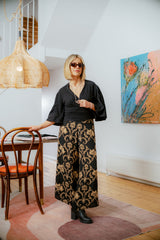 Crystal Wrap Top - Black Cotton