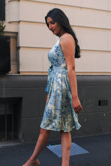 Isabella Dress - Tiger Print Blue Grass
