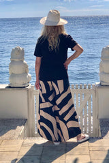 Sarinande Pants - Abstract Block Print black and coffee