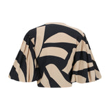 Crystal Wrap Top - Abstract Block Print Black and Coffee