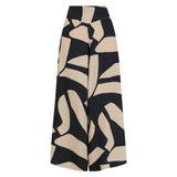 Sarinande Pants - Abstract Block Print Coffee and Black Australian designed by Women for Women
