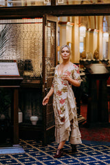 Bonny Wrap Dress - Mystery Gardenia Print Sand Rose