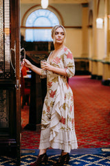 Bonny Wrap Dress - Mystery Gardenia Print Sand Rose