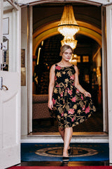 Isabella Dress - Mystery Gardenia Print Midnight Rose