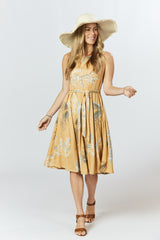 Isabella Dress - Australis Print Ochre