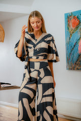 Sarinande Pants - Abstract Block Print Ochre and Bark