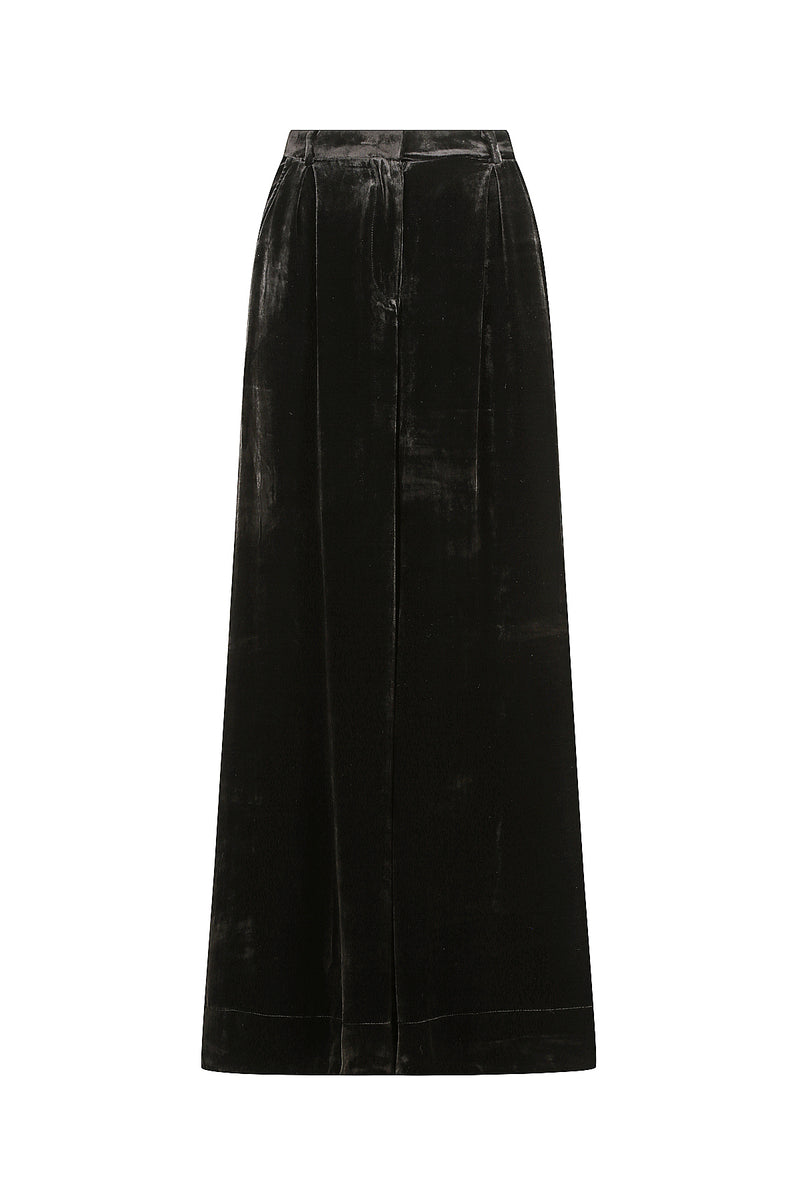 Josie Silk Velvet Pants - Black