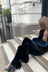 Josie Silk Velvet Pants - Black