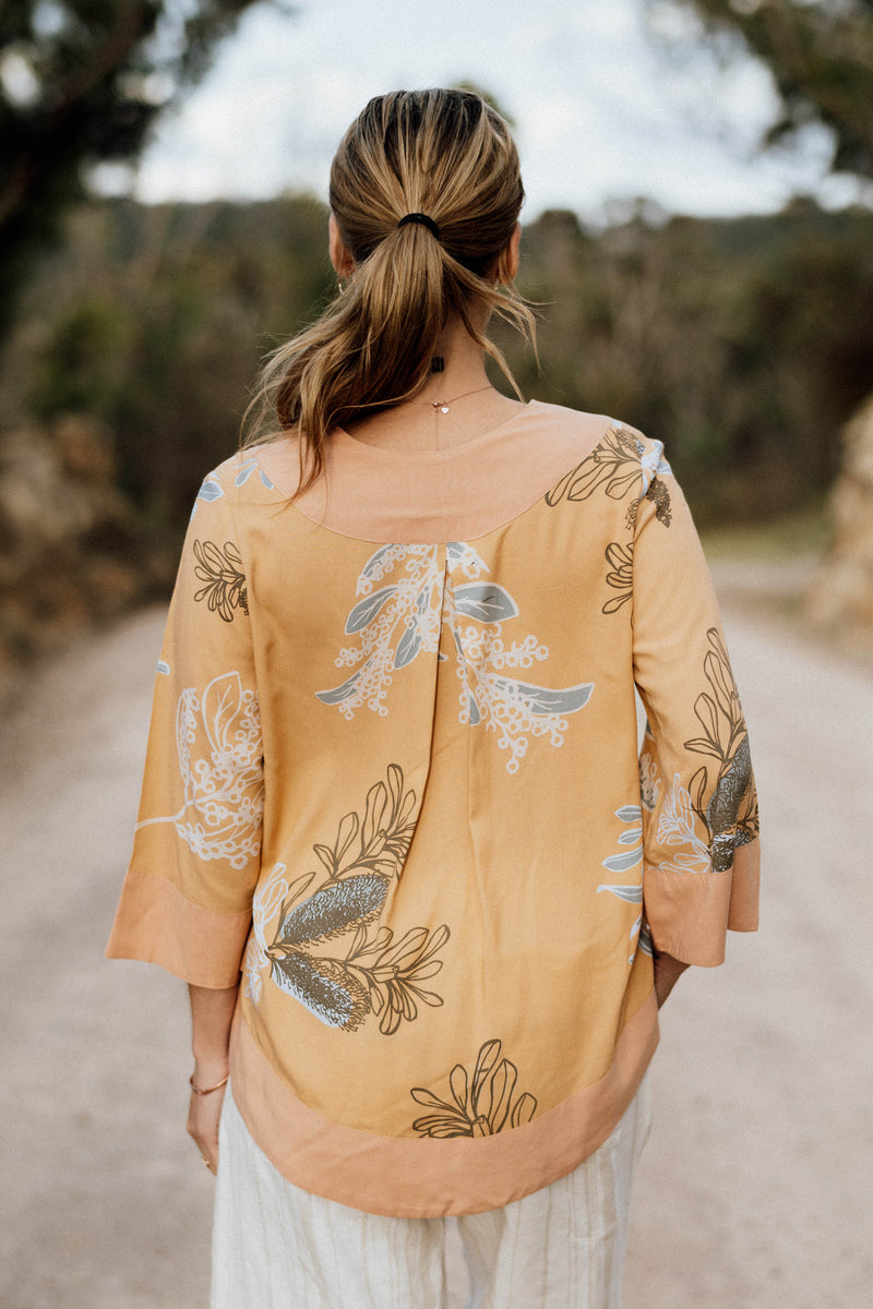 Bridget Top - Australis Print Ochre