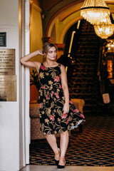 Isabella Dress - Mystery Gardenia Print  Midnight Rose