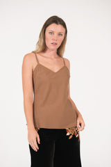 Sheer 100% silk Thelma shirt with contrast hand embroidery
