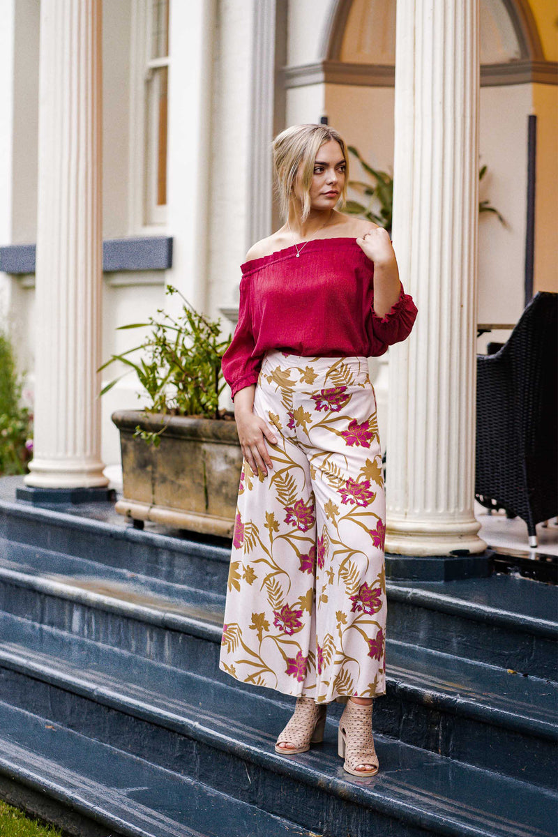 Sarinande Pants - Mystery Gardenia Print Sand Rose