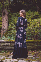 Nellie Dress  - Paisley Black/embroidered rose Black