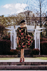 Stormy Weather Dress - Mystery Gardenia Midnight Rose