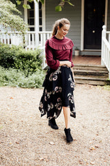 Mariah Skirt - Black Paisley