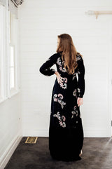 Nellie Dress  - Paisley Black/embroidered rose Black