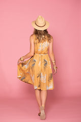 Isabella Dress - Australis Print Ochre