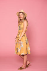 Isabella Dress - Australis Print Ochre