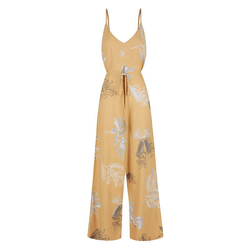 Melody Jumpsuit - Australis Print Ochre