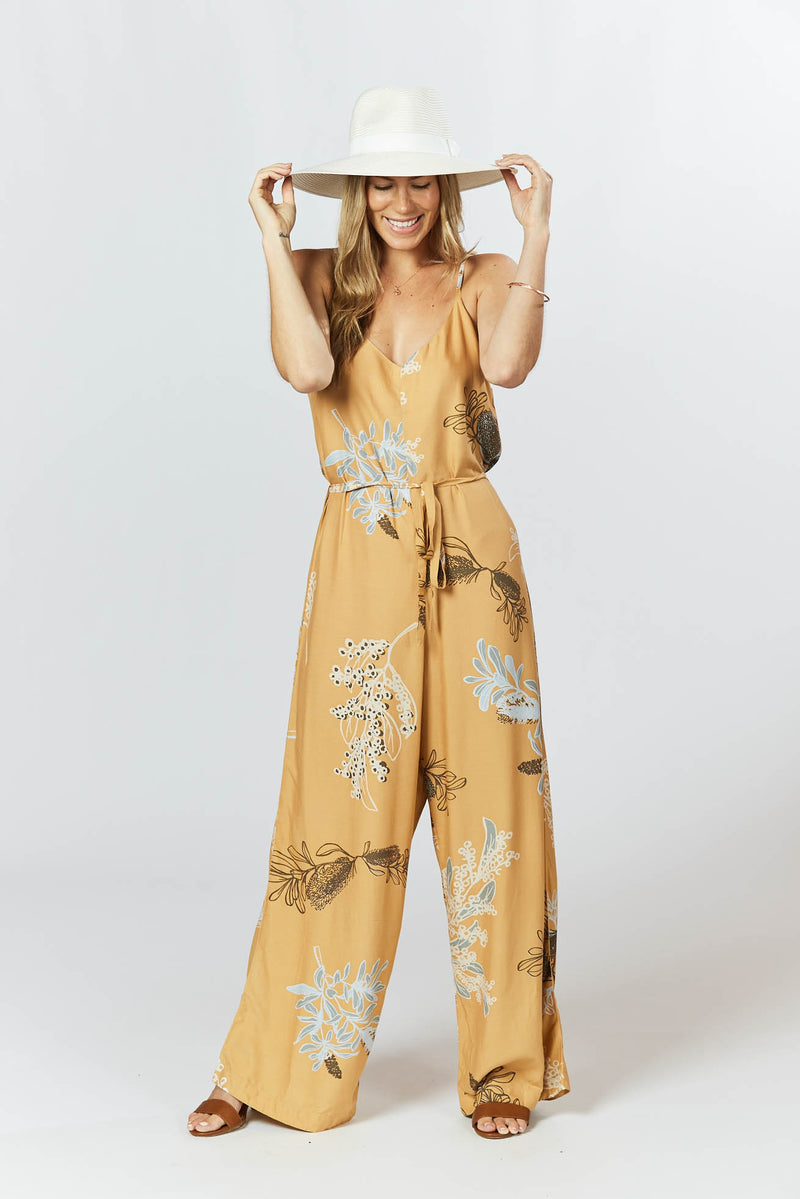 Melody Jumpsuit - Australis Print Ochre