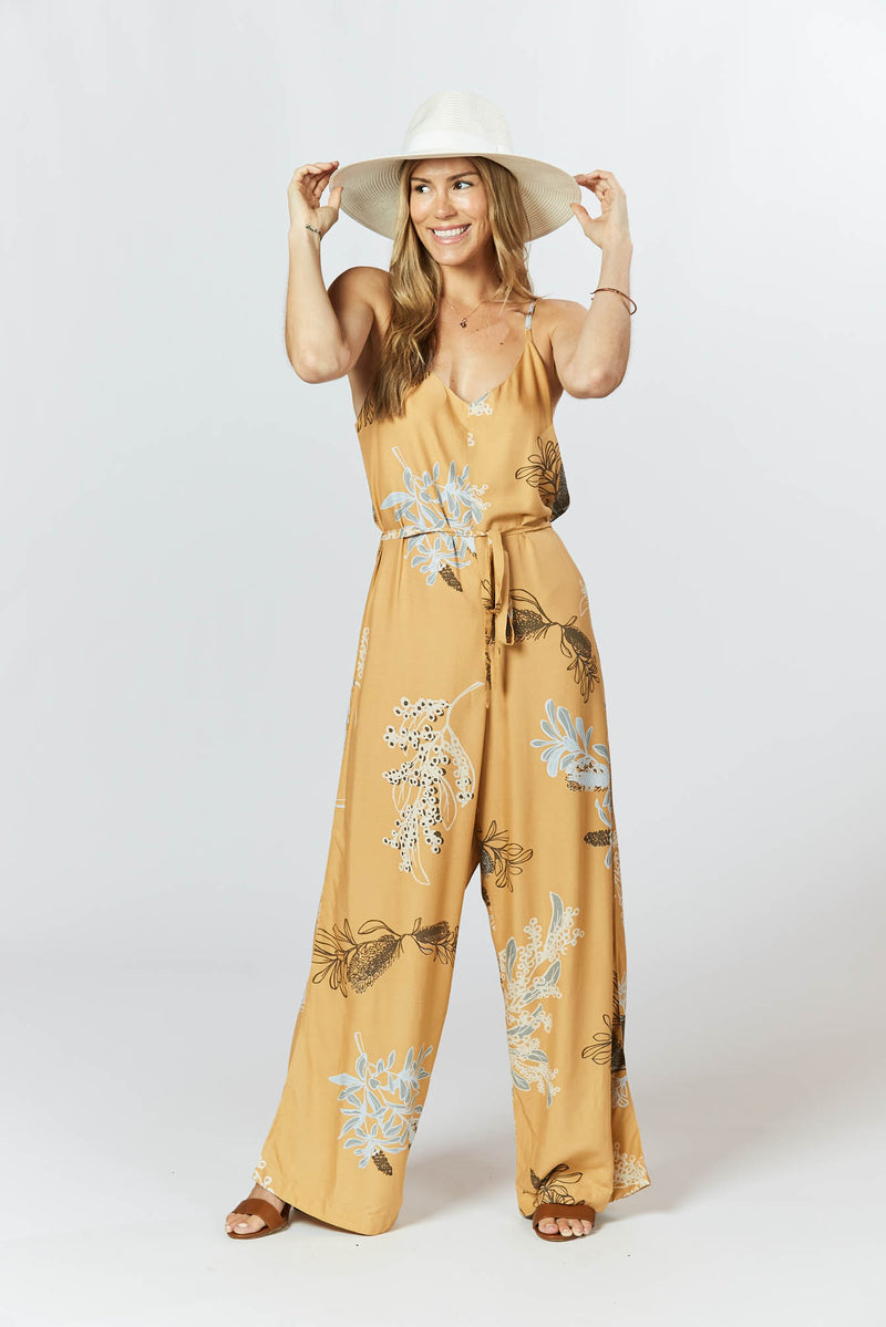 Melody Jumpsuit - Australis Print Ochre