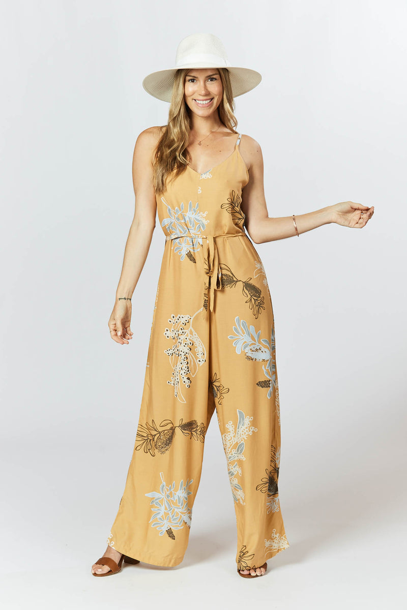 Melody Jumpsuit - Australis Print Ochre