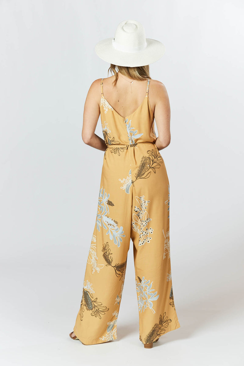 Melody Jumpsuit - Australis Print Ochre