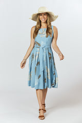 Isabella Dress - Australis Print Dusk Blue