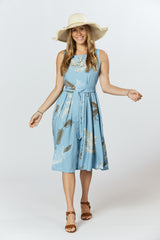 Isabella Dress - Australis Print Dusk Blue