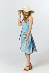 Isabella Dress - Australis Print Dusk Blue