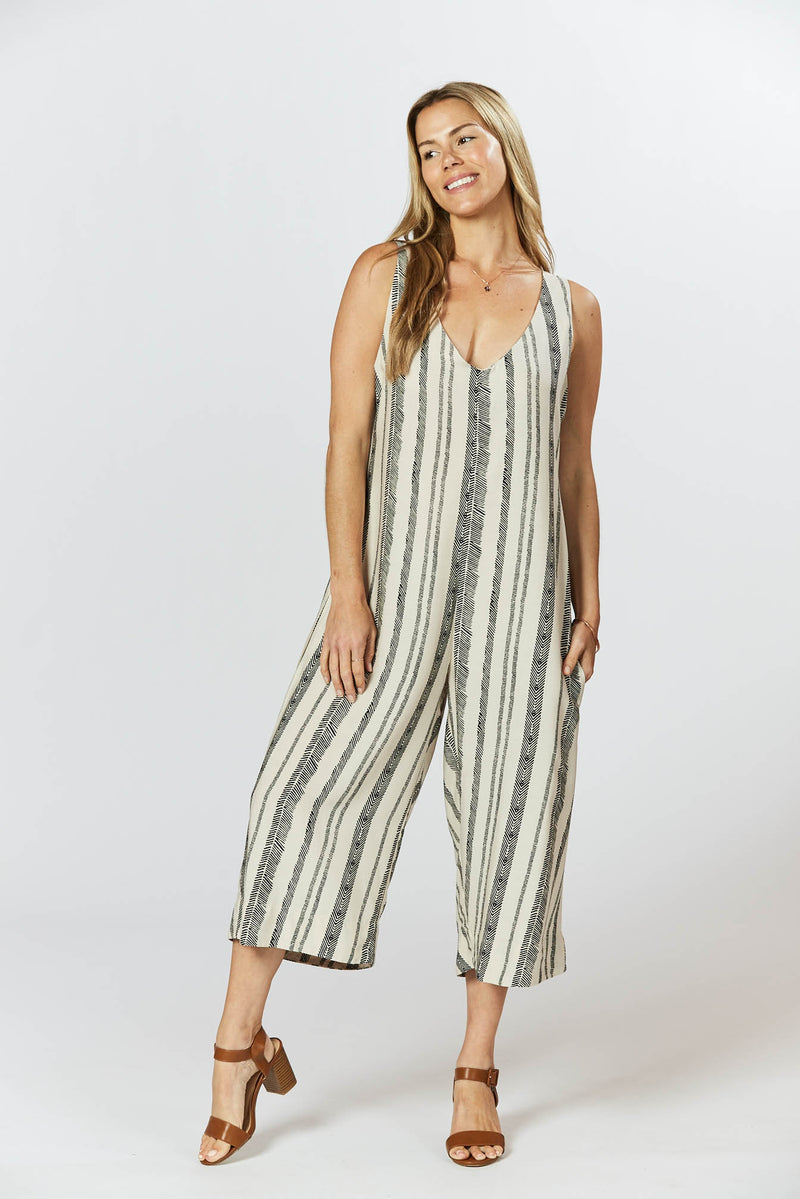 Mistle Jumpsuit - Seashell Feather Stripe