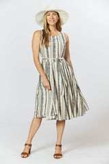 Isabella Dress - Seashell Feather Stripe