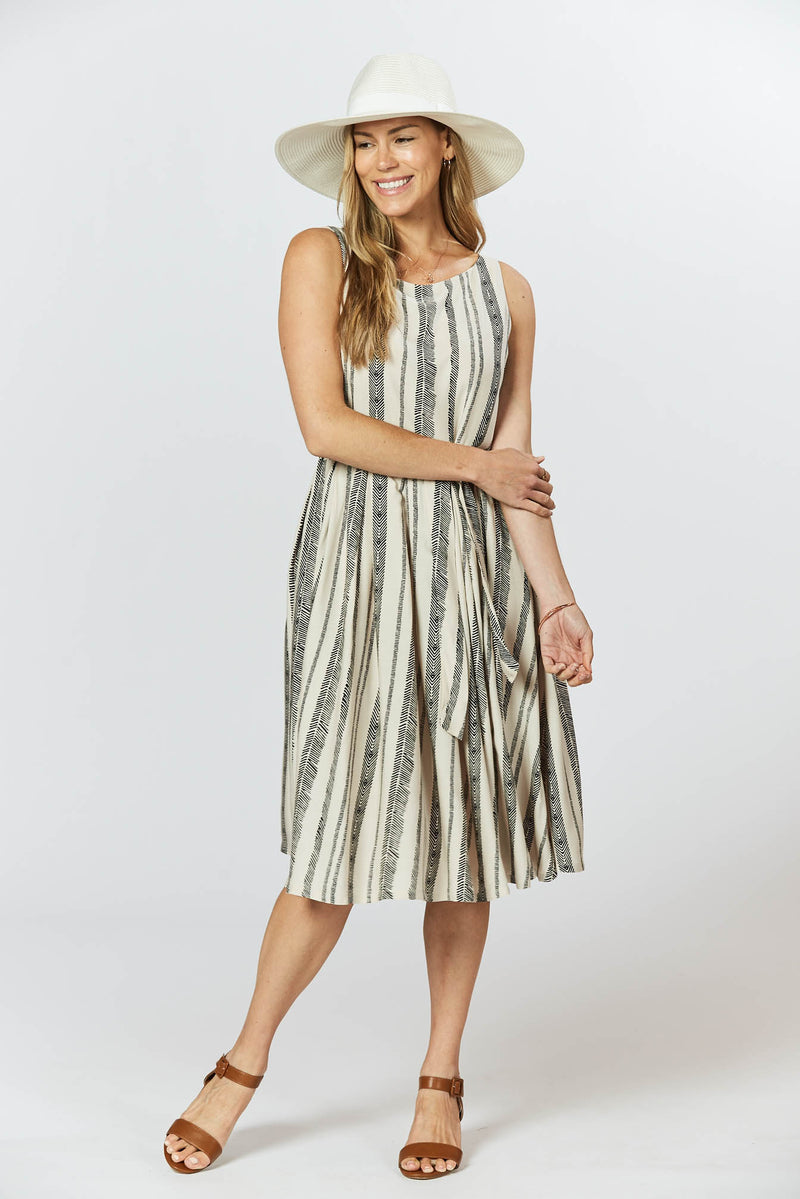 Isabella Dress - Seashell Feather Stripe