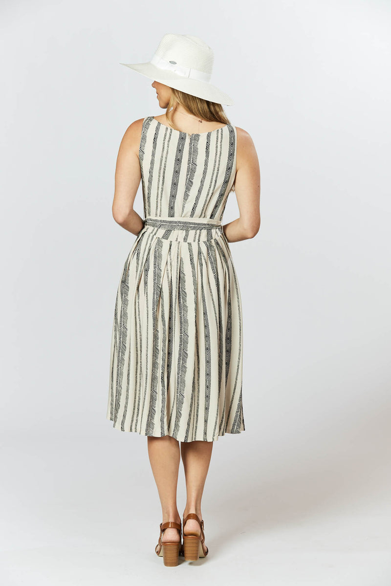 Isabella Dress - Seashell Feather Stripe