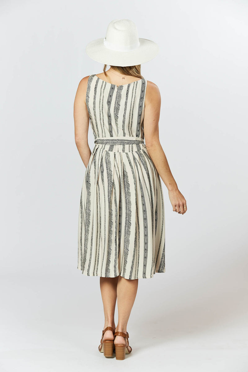 Isabella Dress - Seashell Feather Stripe