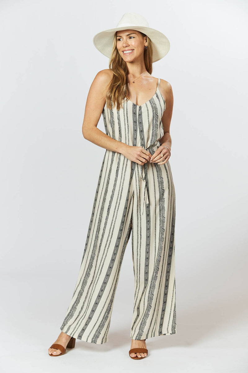 Melody Jumpsuit - Seashell Feather Stripe